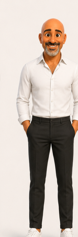 Mikki in a white shirt and black trousers, smiling